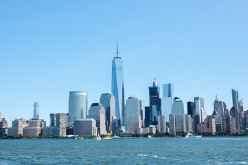 Fototapeta na wymiar New York Manhattan skyline view: Financial district.