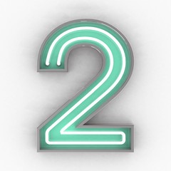 neon sign number 2 3d render