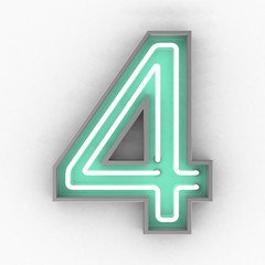 neon sign number 4 3d render