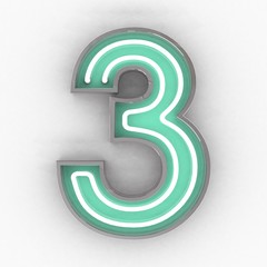 neon sign number 3 3d render
