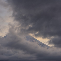Mountain Fuji with nice cloud shape on the top at Yamanakago lake,Yamanashi