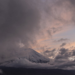 Mountain Fuji with nice cloud shape on the top at Yamanakago lake,Yamanashi