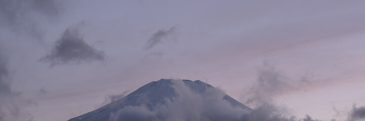 Mountain Fuji with nice cloud shape on the top at Yamanakago lake,Yamanashi