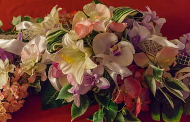 Bouquet for decorating a table of artificial flowers