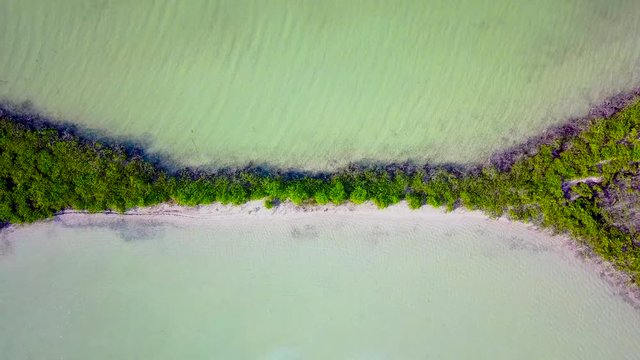 Drone video footage of the mexican national preserved biosphere of Sian Kaan in Tulum Mexico
