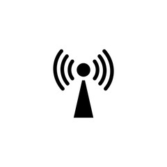 Communication Antenna, Transmitter Signal. Flat Vector Icon illustration. Simple black symbol on white background. Communication Antenna, Transmitter sign design template for web and mobile UI element