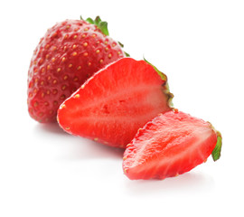 Sweet ripe strawberries on white background
