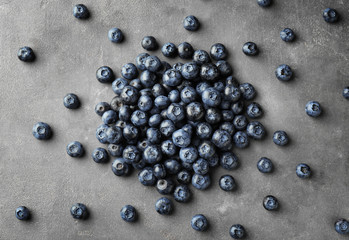 Ripe blueberries on light table