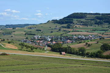 Fototapeta na wymiar Gansingen mit Laubberg, Kanton Aargau
