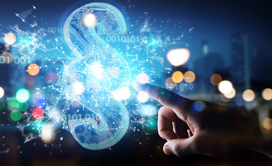 Businessman using 3D rendering digital paragraph law symbol