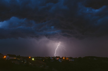 Summer thunderstorm and lightnings