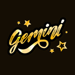 Gemini lettering Calligraphy Brush Text horoscope Zodiac sign