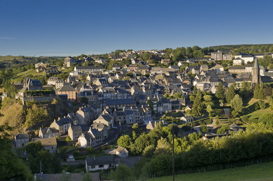 France, Center France, Cantal, houses of Pierrefort, small town between Truyere and Aubrac