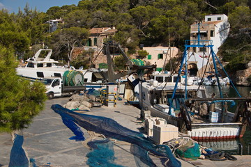 Fototapeta premium Fishing boats in Cala Figuera on Mallorca 