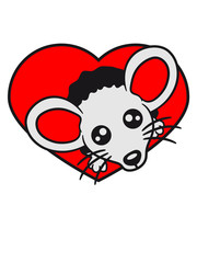 form herz liebe i love loch wand mauseloch kopf gesicht maus süß niedlich klein nager hamster comic cartoon clipart