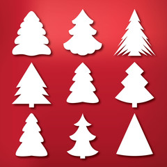 Fototapeta premium white christmas tree set vector illustration