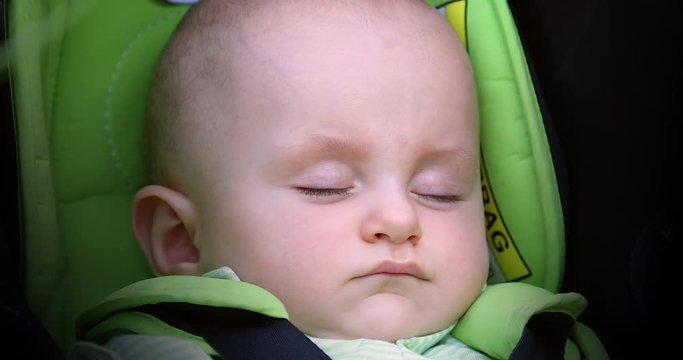 Close-Up Of Head Of Sleeping Baby, Cute Eight Month Old Baby Boy - DCi 4K Resolution