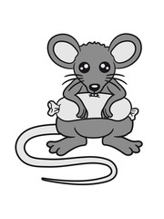 essen hunger fressen nagen wurst würstchen lecker maus süß niedlich klein nager hamster comic cartoon clipart