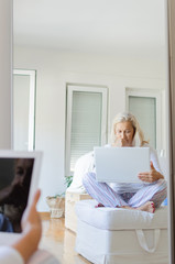 Woman working on laptop