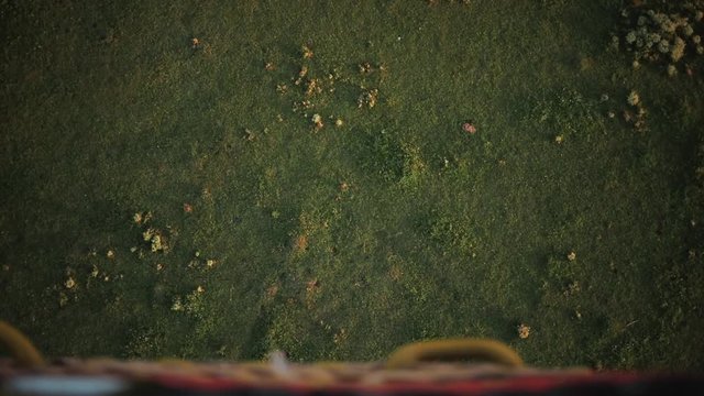 View from the height of the balloon to the ground magnificent landscape of the sun rises in the morning festival burner airship hot sky sunshine adventure freedom travel aircraft close up