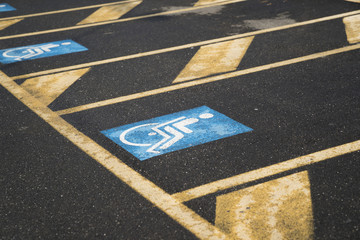 Marking in the car parking for the disabled
