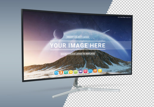Isolated Curved Screen Monitor Mockup