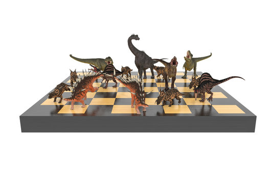 динозавры на шахматной доске
