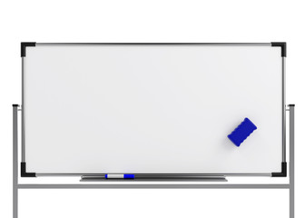 Empty whiteboard (magnetic board) isolated on white. Mockup template - 3D rendering - 219981810