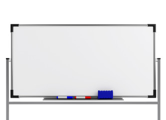 Empty whiteboard (magnetic board) isolated on white. Mockup template - 3D rendering - 219981865