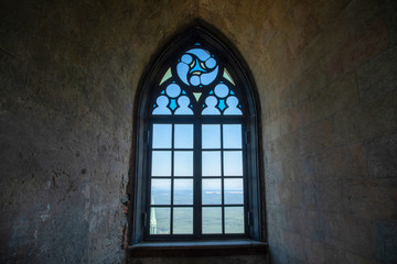 Window of Bezdez Castle in Northern Bohemia in Czech Republic
