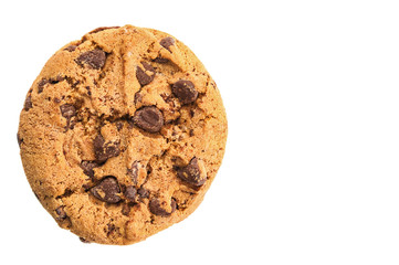 Single cookie close up isolated on white background