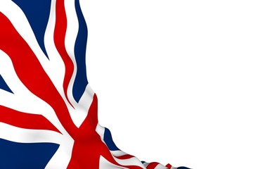 Waving flag of the Great Britain. British flag. United Kingdom of Great Britain and Northern Ireland. State symbol of the UK. 3D illustration