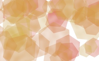 Multicolored translucent hexagons on white background. Orange tones. 3D illustration