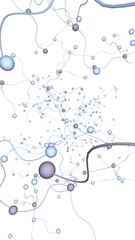 Neural network. Social network. Futuristic dna, deoxyribonucleic acid. Abstract molecule, cell illustration, mycelium. Light background. 3D illustration