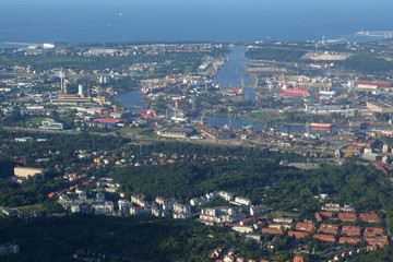 Polska, Gdańsk z lotu ptaka - widok z okna samolotu
