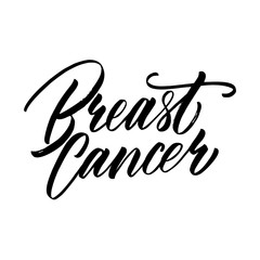 Obraz premium Breast Cancer - calligraphic sign. Vector illustration.