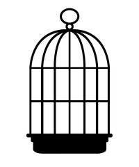 Black silhouette. Bird cage icon. Flat vector illustration isolated on white background