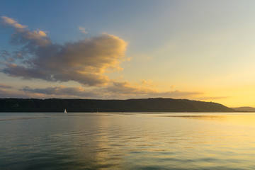 Germany, Lake constance in twilight mood