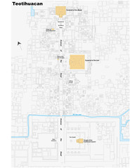 Vector map of the World Heritage Teotihuacan