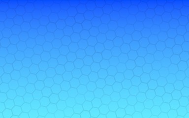 Translucent honeycomb on a gradient blue sky background. Perspective view on polygon look like honeycomb. Isometric geometry. 3D illustration