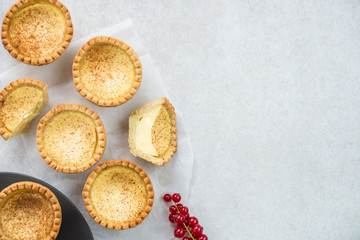 Egg Custard Tart, traditional English, Portuguese, Chinese desse