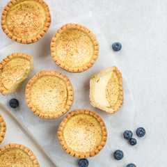 Egg Custard Tart, traditional English, Portuguese, Chinese desse