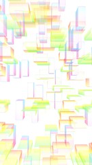 Colorful abstract digital and technology background. The pattern with repeating rectangles. 3D illustration