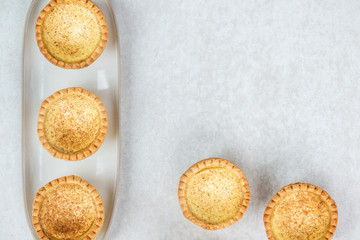 Egg Custard Tart, traditional English, Portuguese, Chinese desse