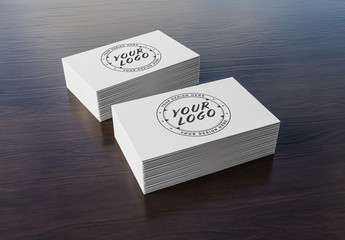 Two Stacks of Business Cards Mockup