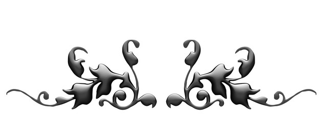 black floral decoration, 3d illustration