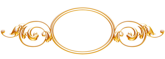 golden floral decoration, 3d illustration