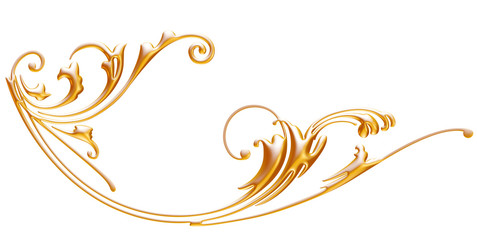 Fototapeta premium golden floral decoration, 3d illustration