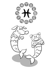 cartoon dog as Pisces Zodiac sign