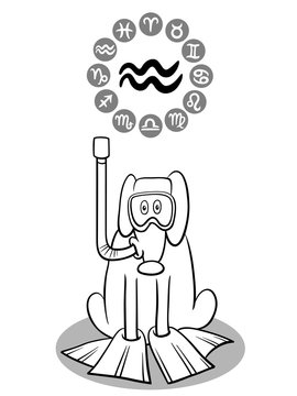 cartoon dog as Aquarius Zodiac sign